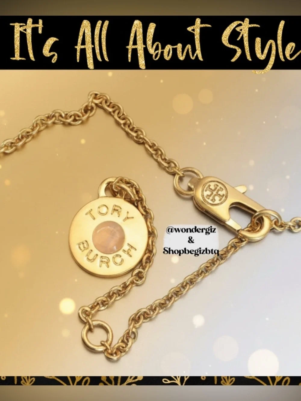 Authentic Tory Burch Semi Precious Agate Pendant Necklace